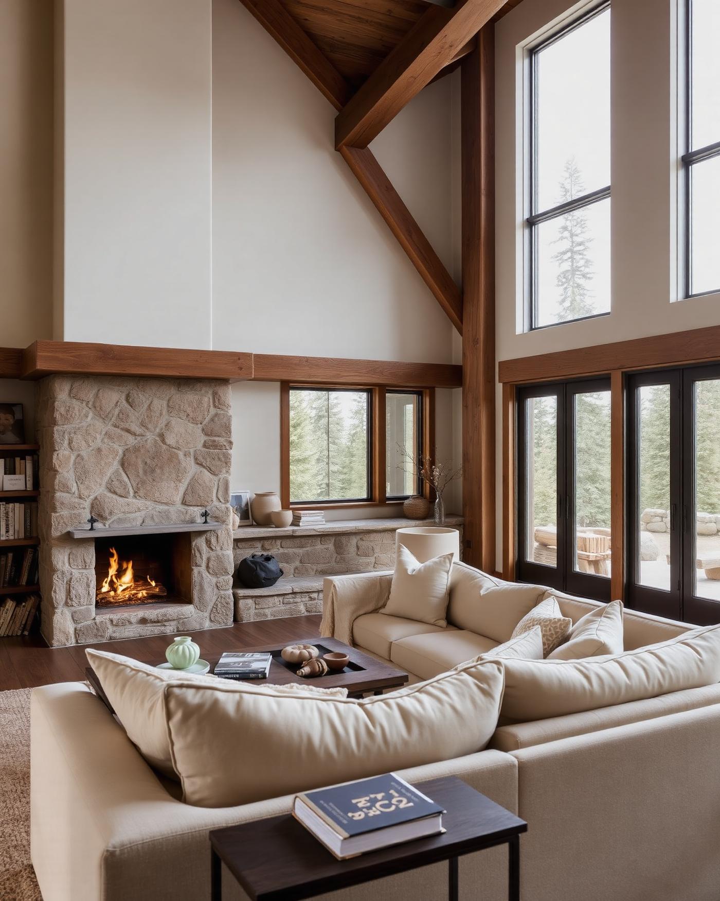 A great room inside an Aspen mountain residence